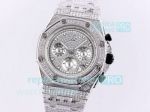 Replica Iced Out AP Watch Royal Oak Silver Diamonds with Chronograph Dial